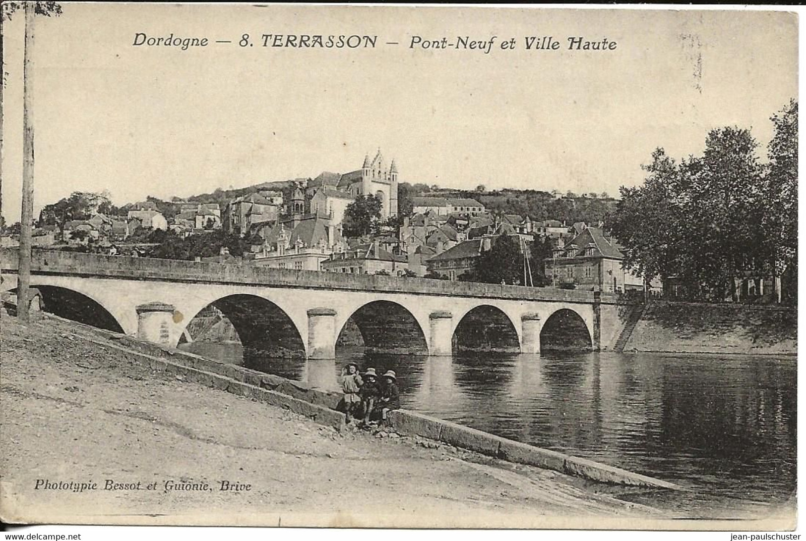 24 - Terrasson - Pont-Neuf Et Ville Haute   ** CPA  Vierge Et Animée ** - Terrasson-la-Villedieu