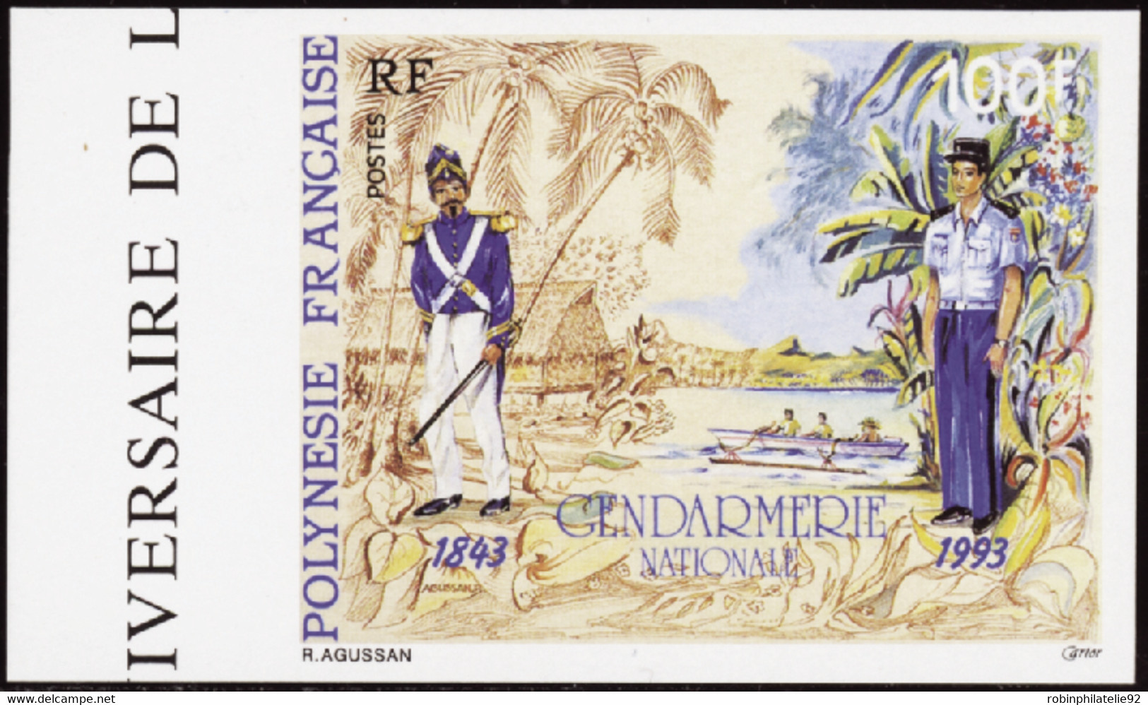 Polynésie Non Dentelés N°443 100f 1er Gendarmes  Qualité:** - Imperforates, Proofs & Errors