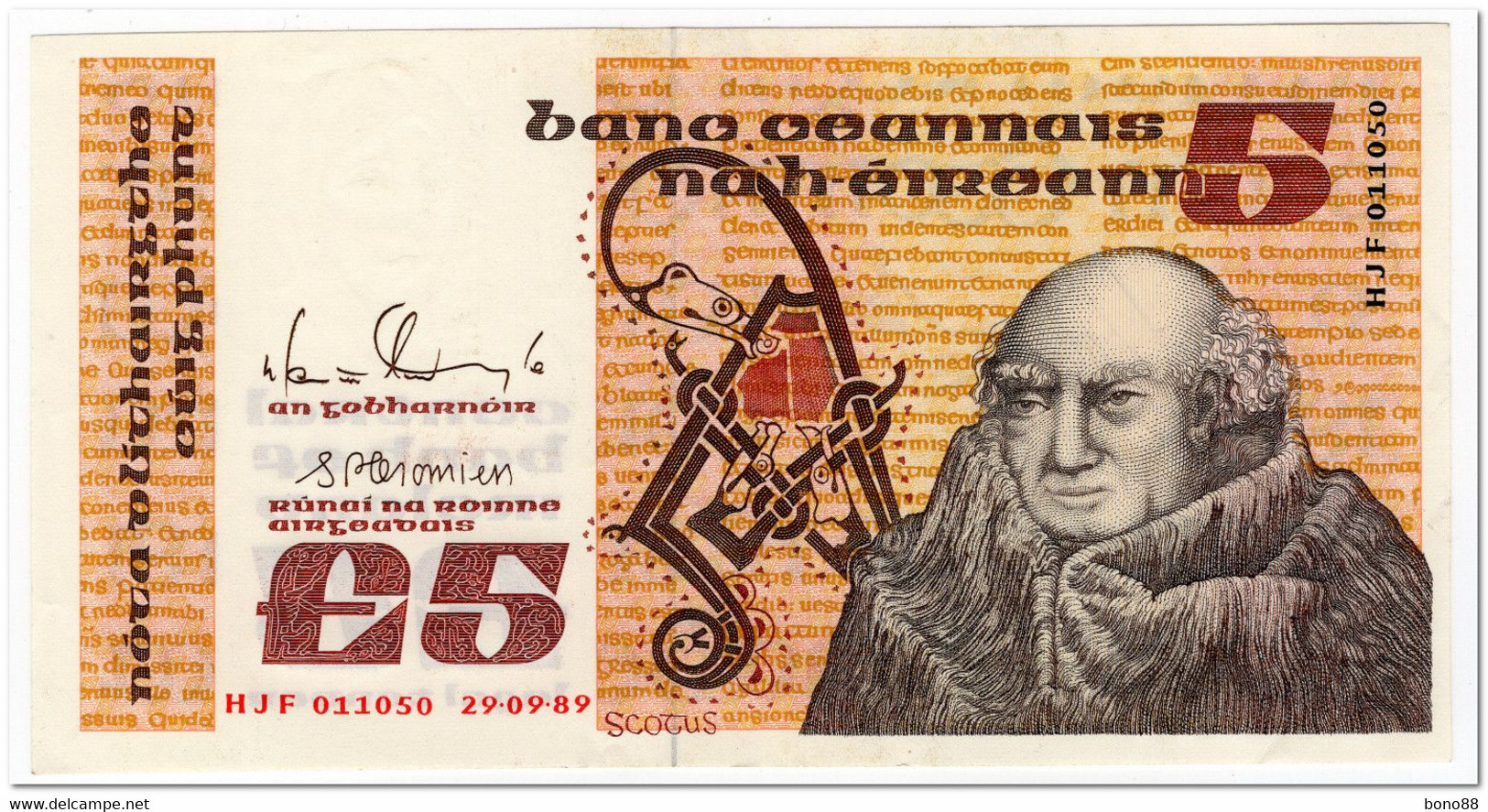 IRELAND,5 POUNDS,1989,P.71e,XF+ - Irland