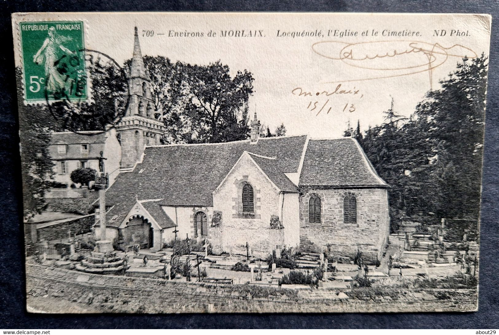 CPA 29 LOCQUENOLE - L'Eglise Et Le Cimetière - Edit.ND 709 -  Réf N 200 - Morlaix