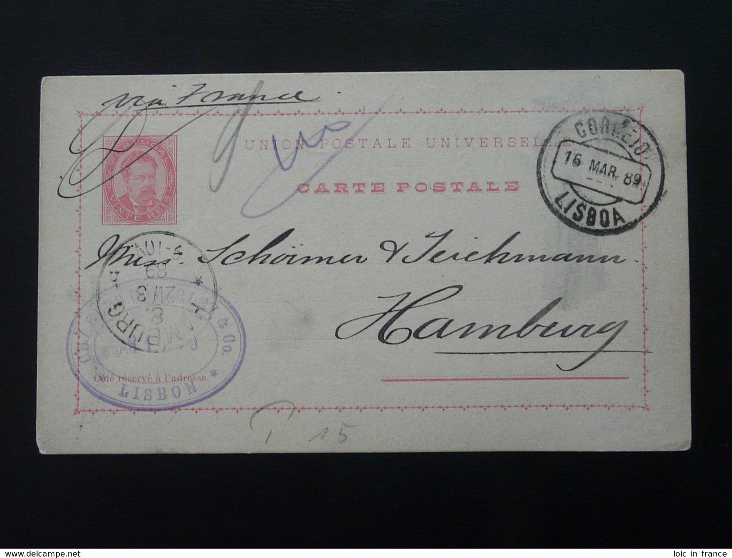 Entier Postal Stationery Portugal 1889 - Cartas & Documentos