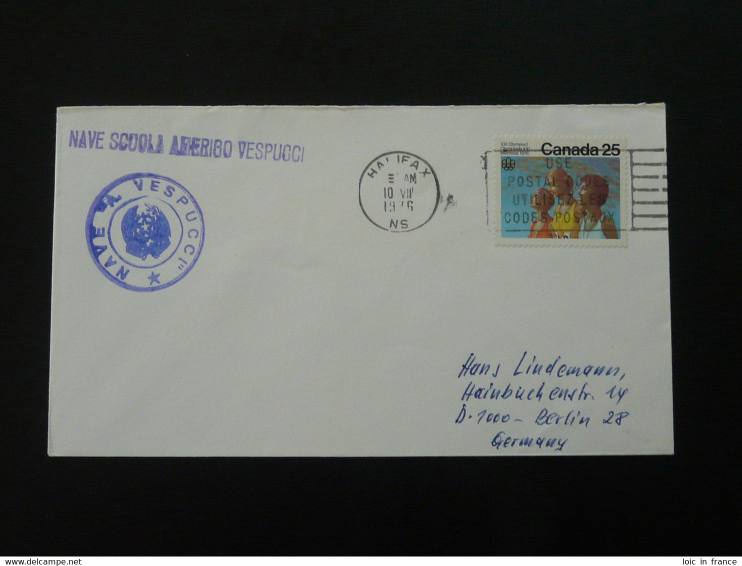 Lettre Postée à Bord Du Bateau école Amerigo Vespucci Cover Posted At Sea Halifax Canada 1976 - Covers & Documents