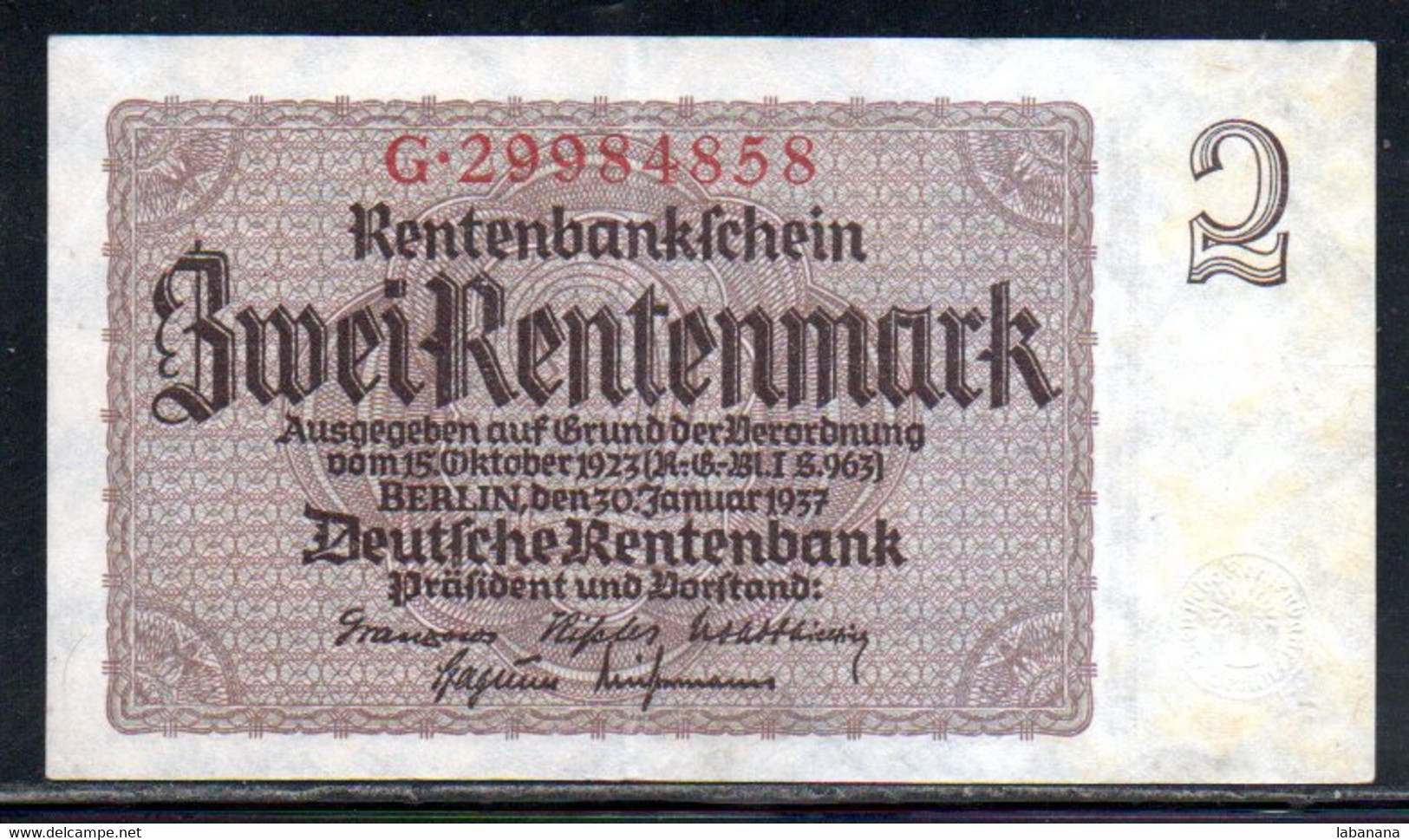 659-Allemagne 2 Rentenmark 1937 G299 - Altri & Non Classificati