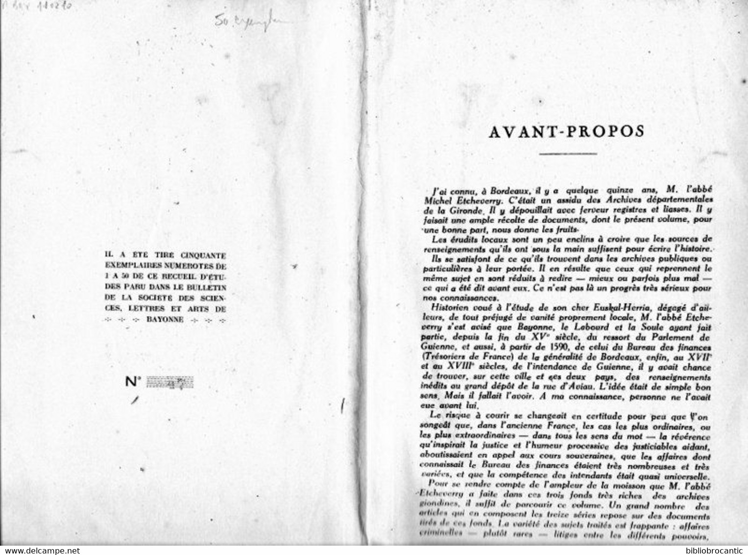 *A TRAVERS L'HISTOIRE ANECDOTIQUE De BAYONNE & PAYS VOISINS P/ABBE M.ETCHEVERRY /E. O. 1941 - Pays Basque