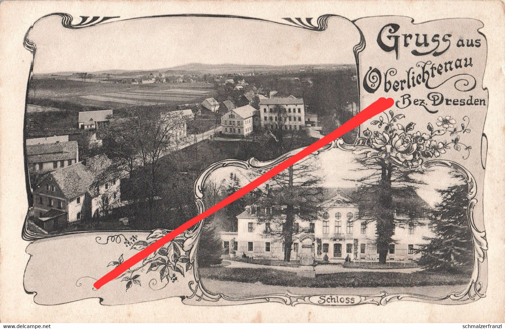 Litho AK Oberlichtenau Schloß Gasthof ? A Friedersdorf Reichenbach Großnaundorf Weißbach Pulsnitz Königsbrück Kamenz - Pulsnitz