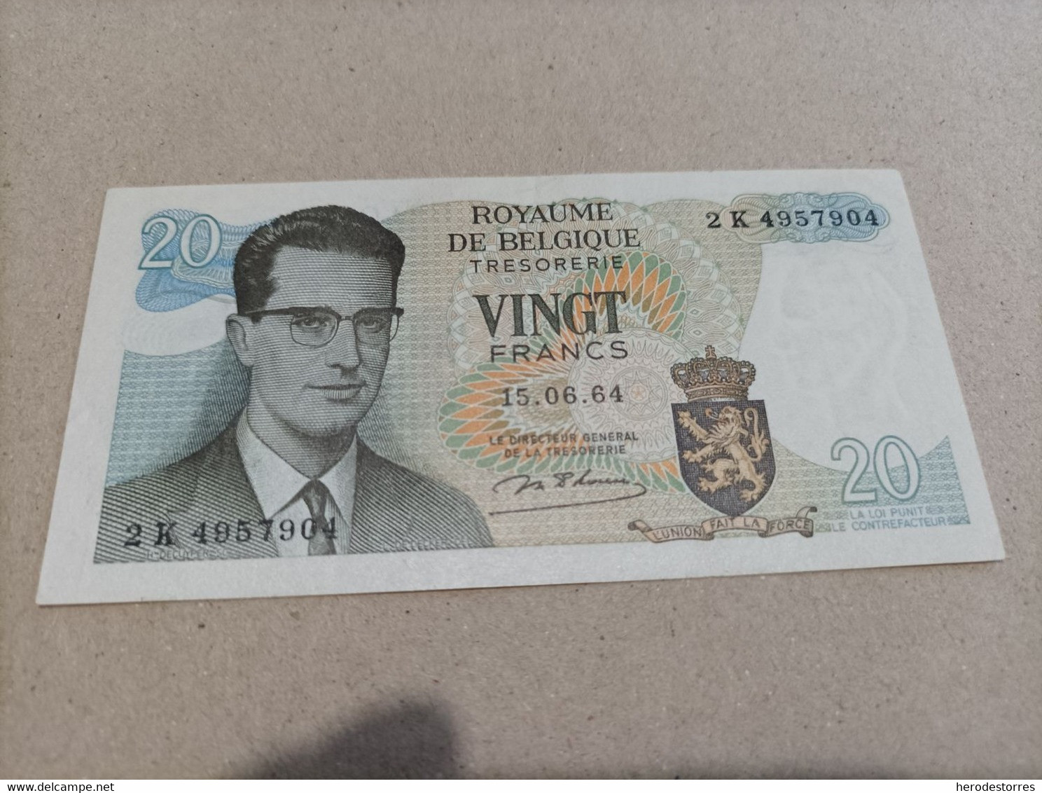 Billete De Belgica De 20 Francos, Año 1964 - Da Identificare