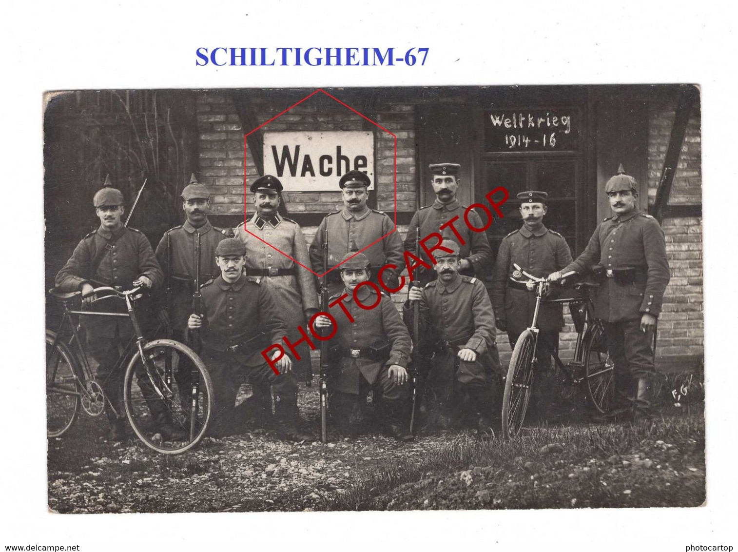 SCHLITIGHEIM-67-WACHE-Soldats-CARTE PHOTO Allemande-GUERRE 14-18-1 WK-France-Militaria-Feldpost- - Schiltigheim