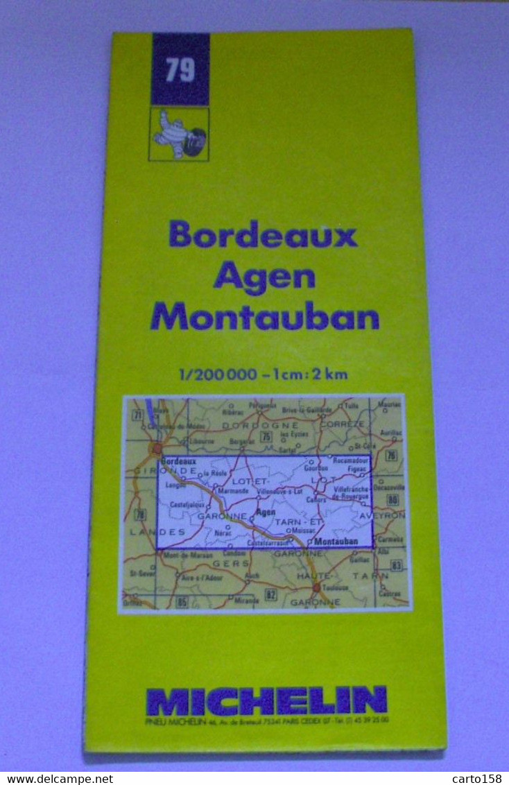 CARTE MICHELIN - BORDEAUX - AGEN - MONTAUBAN - 79 - 1987 - 1988 - Cartes Routières