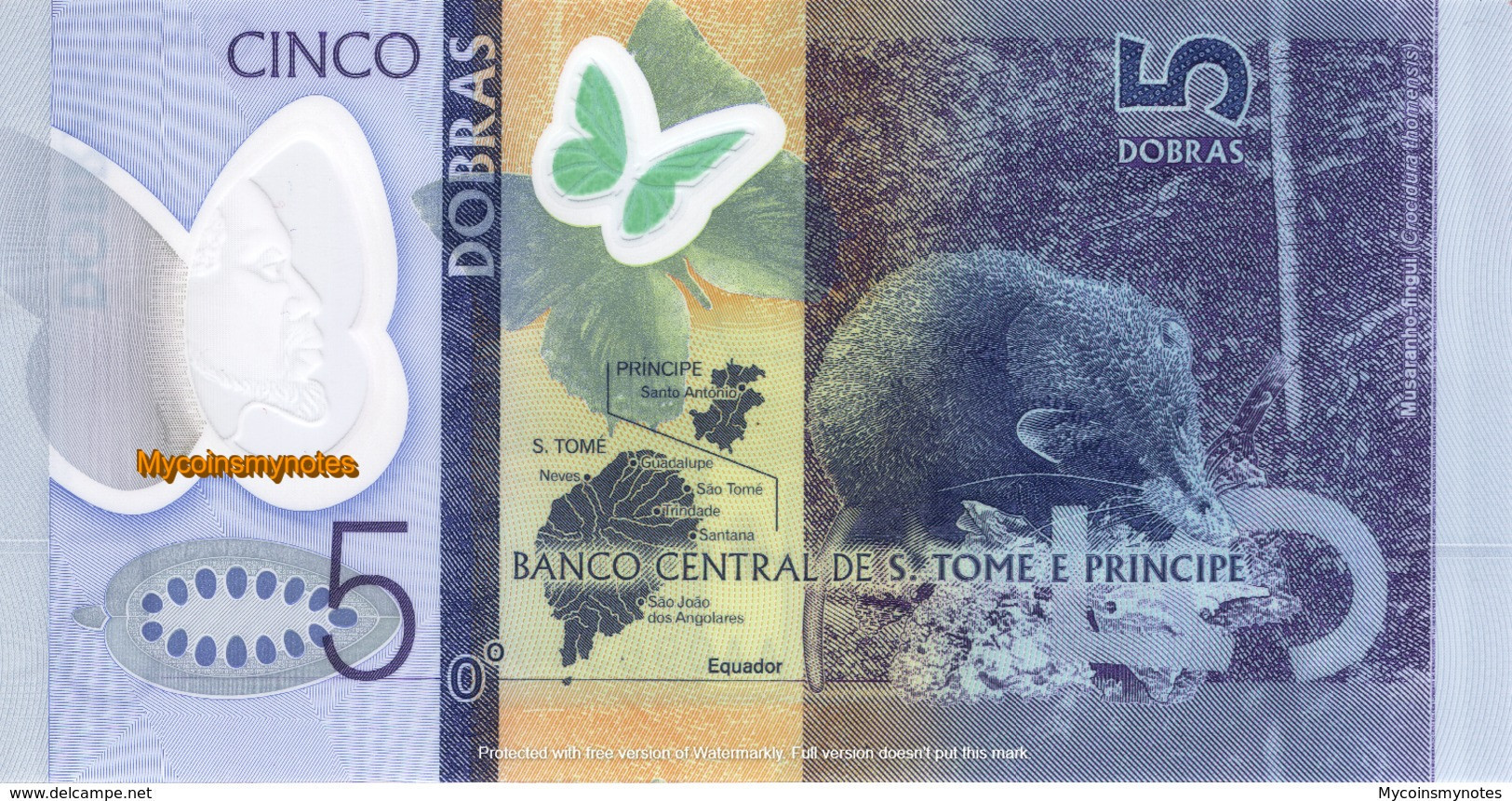 SÃO TOMÉ And PRÍNCIPE, 5 Dobras, P70, 2016 (2018), Prefix AA UNC - Sao Tome And Principe