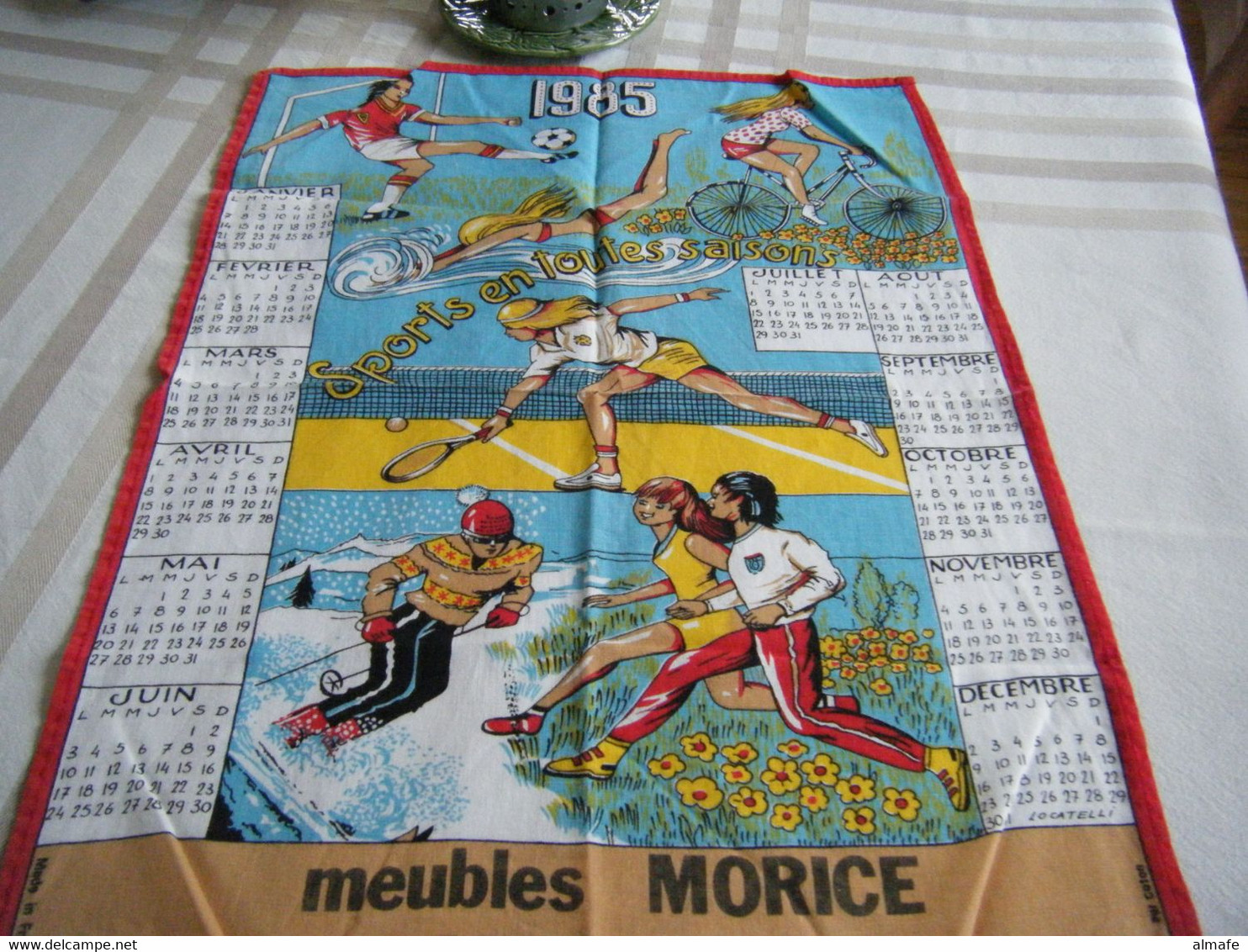 Torchon Publicitaire 1985 - Meubles Morice SAINT-BRIEUC (22) - Sports En Toutes Saisons Made In France - Autres & Non Classés