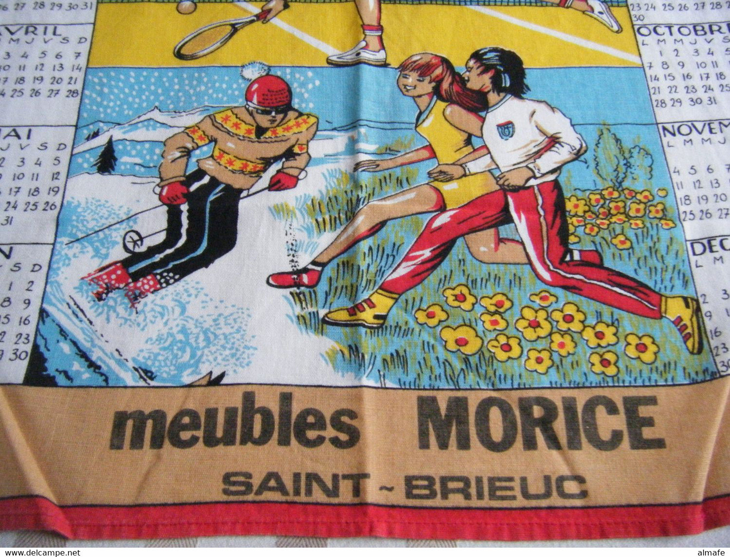 Torchon Publicitaire 1985 - Meubles Morice SAINT-BRIEUC (22) - Sports En Toutes Saisons Made In France - Sonstige & Ohne Zuordnung