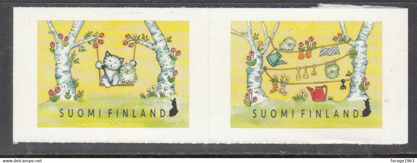 2022 Finland Joy Of Spring Cats Owl  Complete Set Of 2 MNH @ BELOW FACE VALUE - Unused Stamps