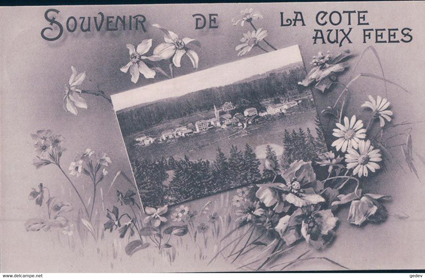 Souvenir De La Côte Aux Fées NE Et Des Fleurs (13.7.1906) - La Côte-aux-Fées