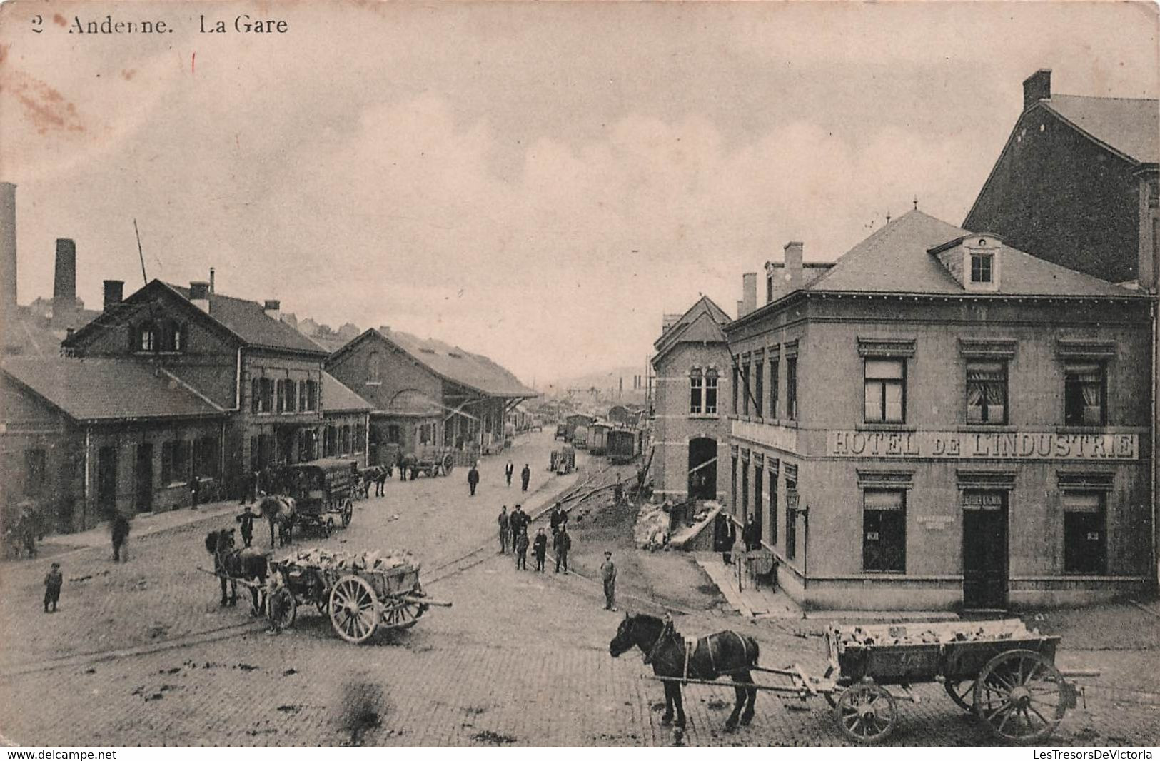 BELGIQUE - ANDENNE - La GARE - Chemin De Fer - Trains - Attelages - Carte Postale Ancienne - - Andenne