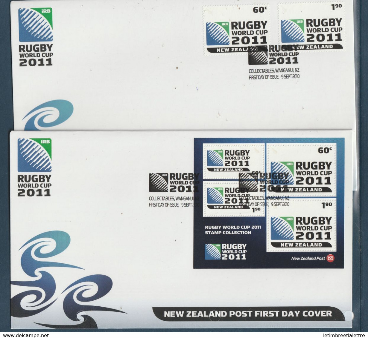 Nouvelle Zélande - FDC - Premier Jour - Rugby World Cup - 2 Enveloppes - 2011 - Brieven En Documenten