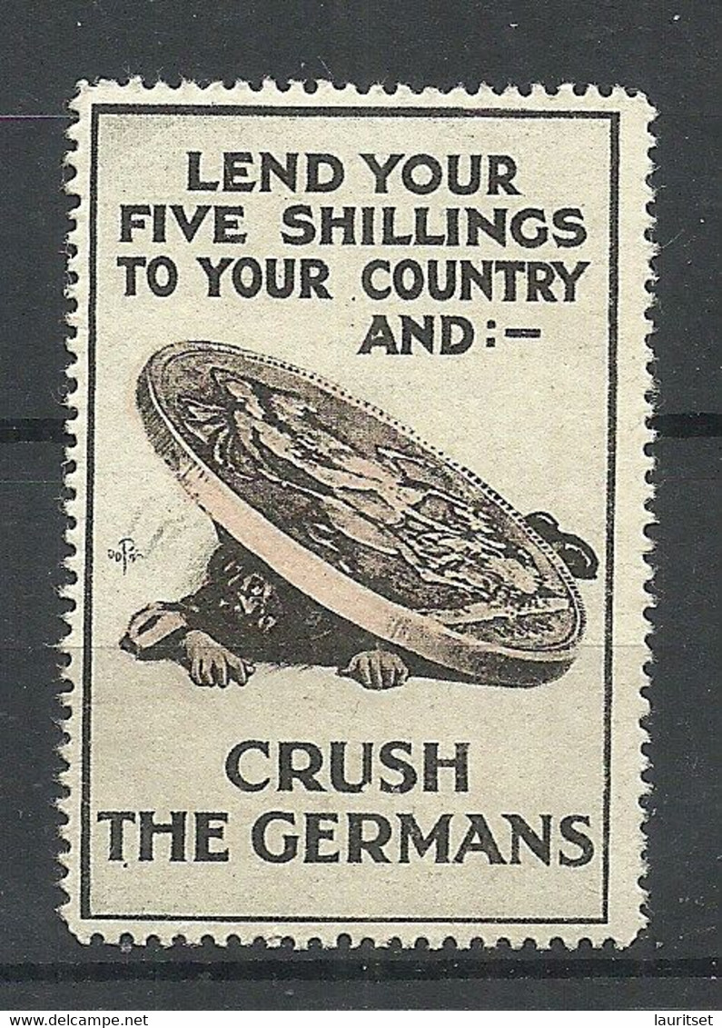 ENGLAND Great Britain WWII Anti German Propaganda Stamp Crush The Germans MNH - Cinderellas