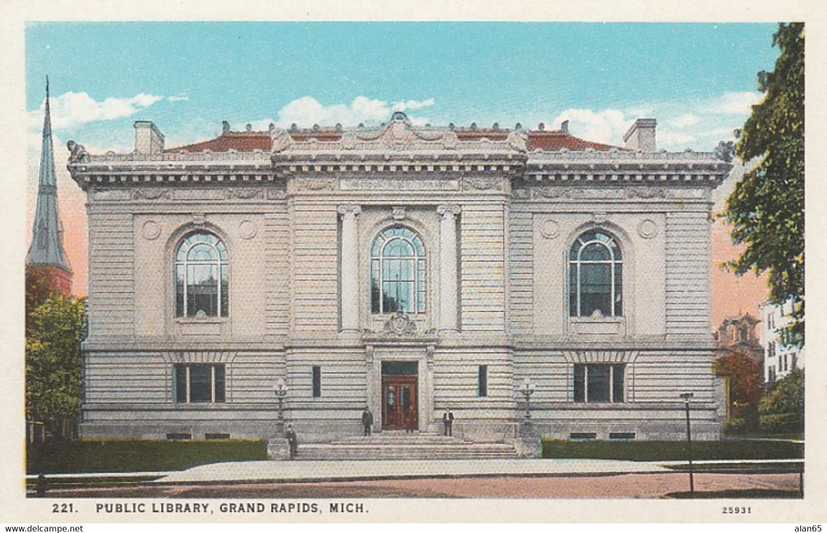 Grand Rapids Michgan, Public Library Building Architecture, C1910s/20s Vintage Postcard - Bibliotheken