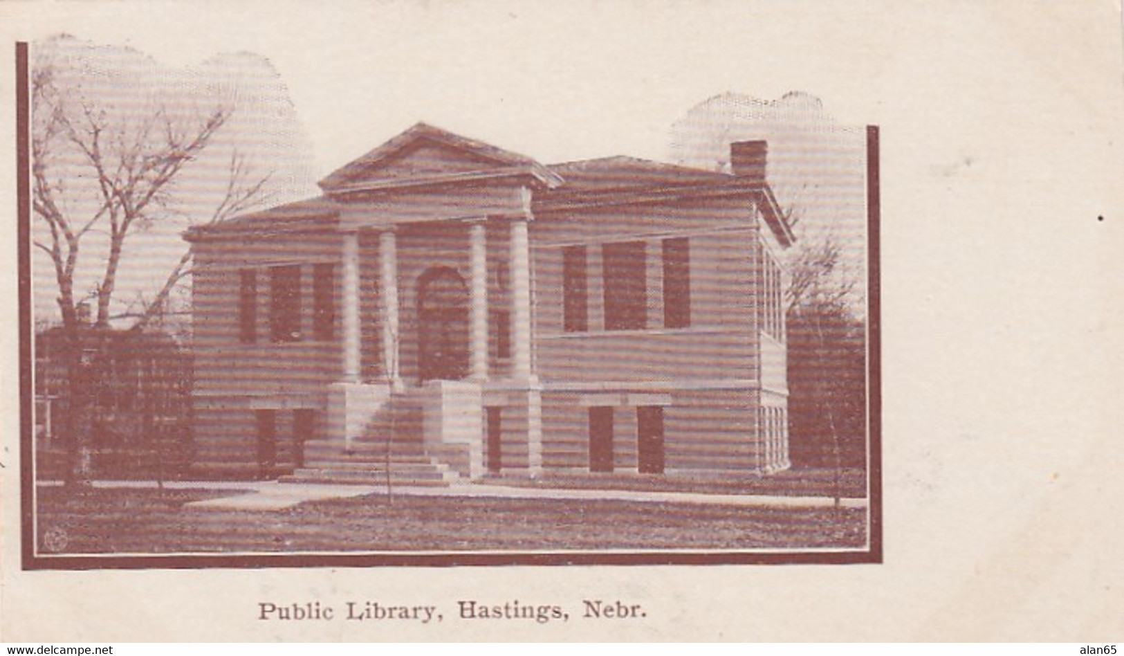 Hastings Nebraska, Public Library Building Architecture, C1900s Vintage Postcard - Bibliotecas