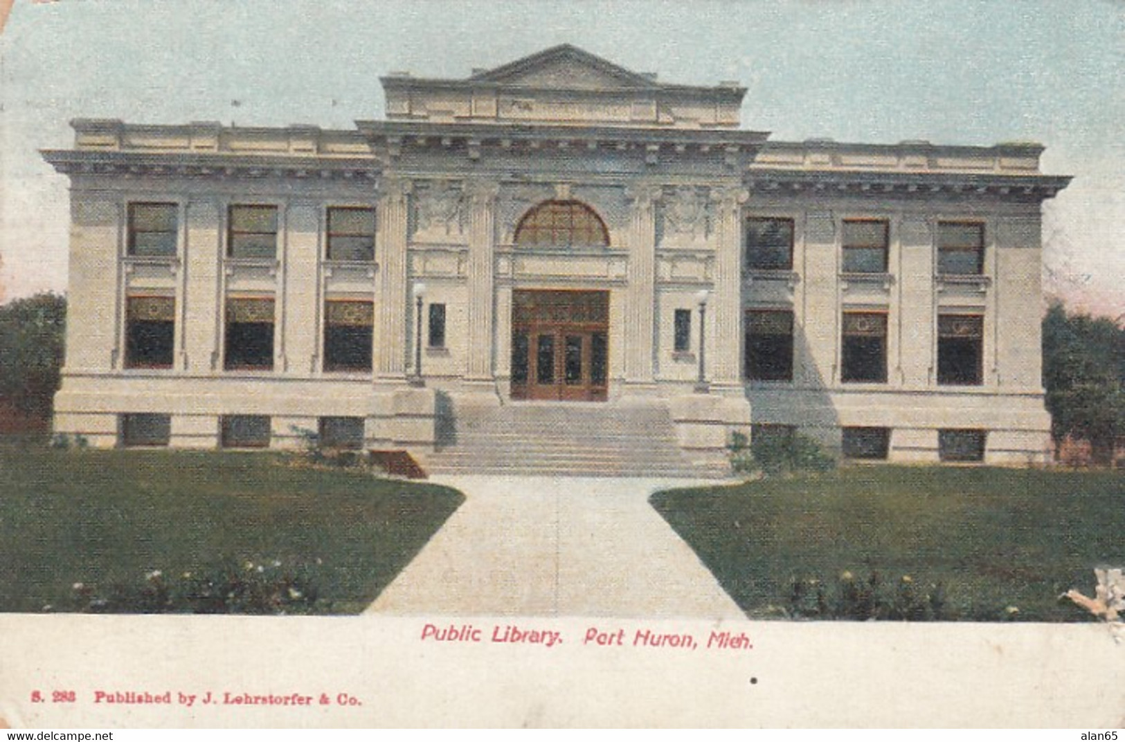 Port Huron Michgan, Public Library Building Architecture, C1900s Vintage Postcard - Libraries