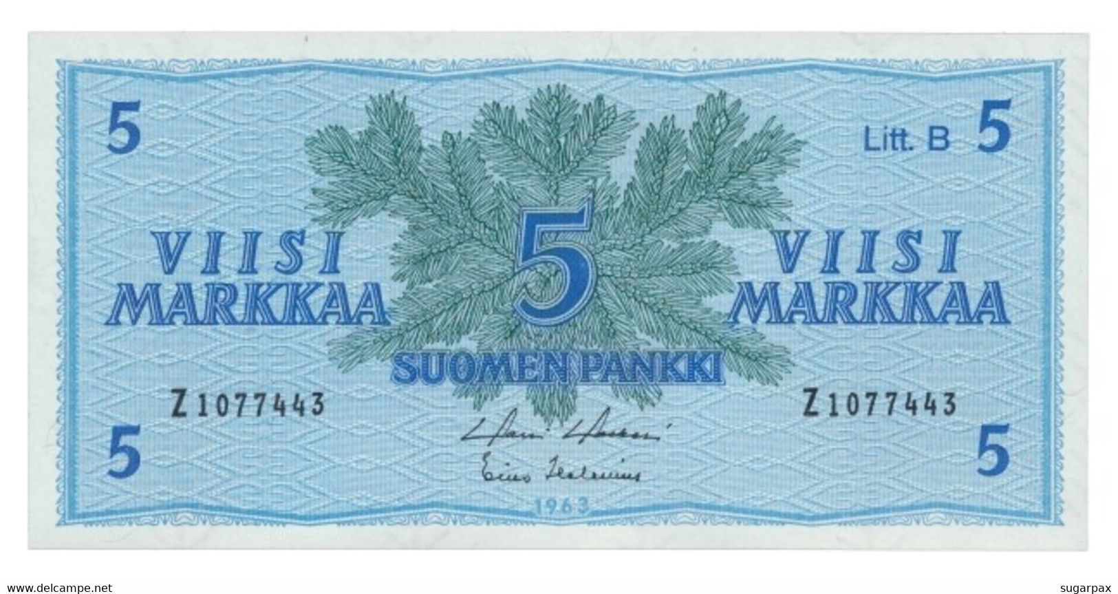 FINLAND - 5 Markkaa - 1963 - P 99 - Unc. - Suomen Pankki - Finlands Bank - Finnland