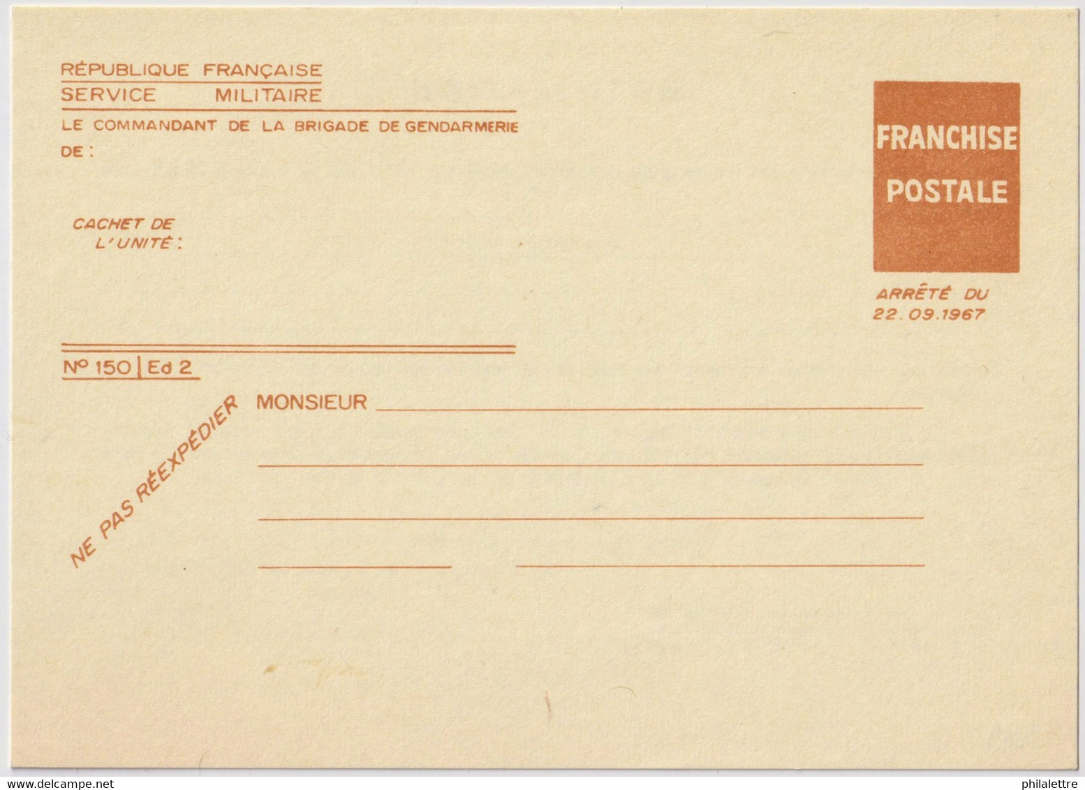 FRANCE - Carte En Franchise Pour Convocation De Gendarmerie - Neuf - TB - Lettres & Documents