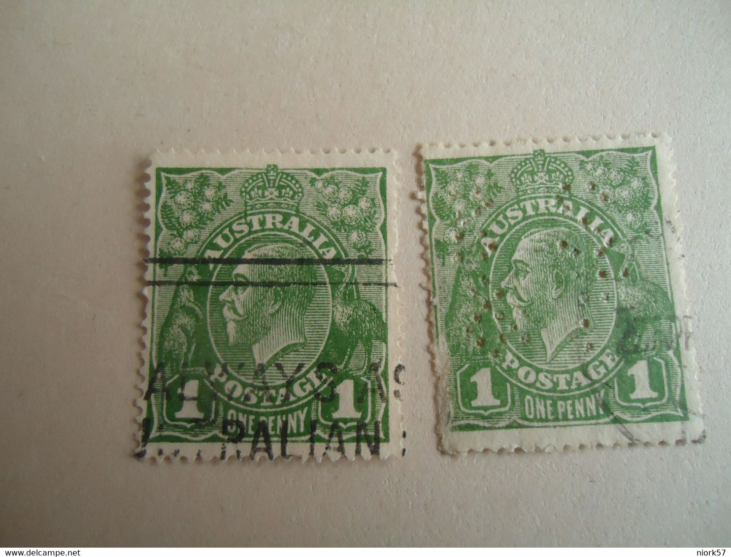 AUSTRALIA   USED STAMPS  2    ONE WITH PERFINS - Ensayos & Reimpresiones