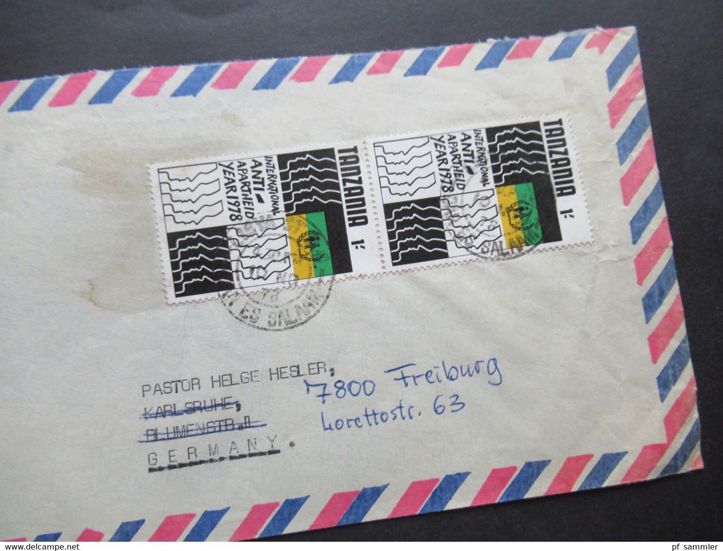 Afrika Tanzania Belegeposten 5 Stück 1970er Jahre / schöne Frankaturen / Air Mail / Luftpost