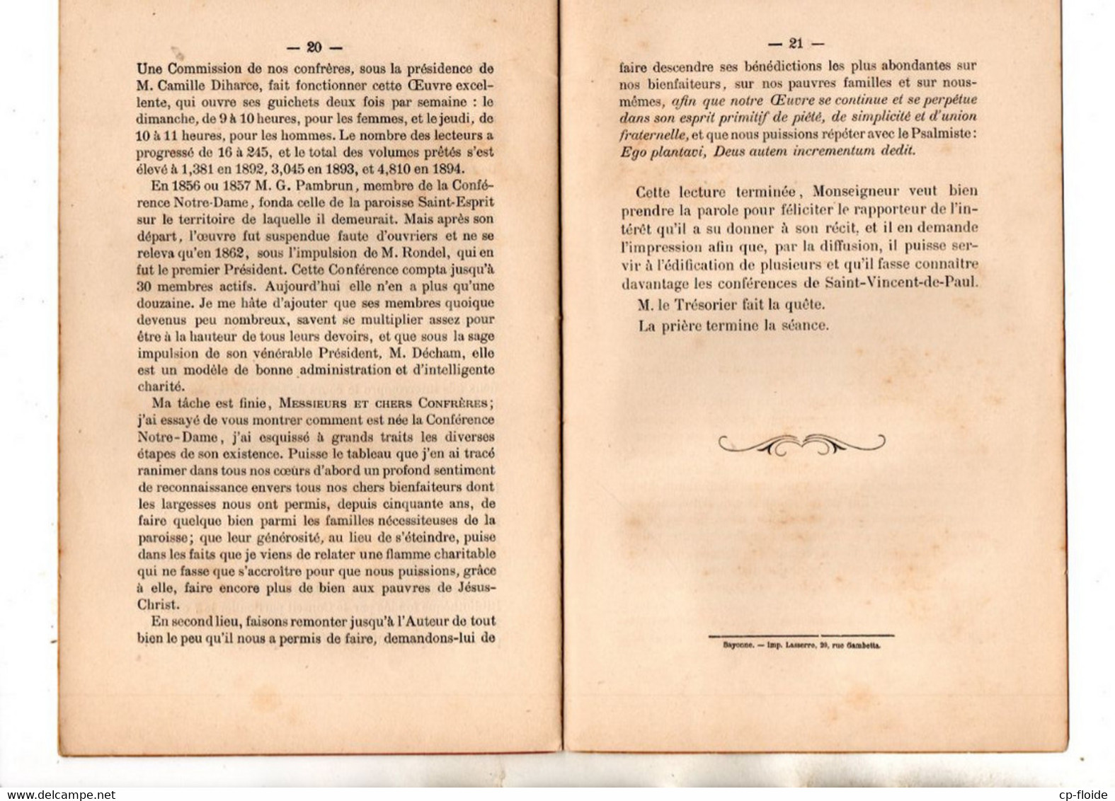 64 - PAYS BASQUE . BAYONNE . SOCIETE DE SAINT-VINCENT DE PAUL 1895 & IGANDETAN ELIZAN - Ref. N°221L - - Baskenland