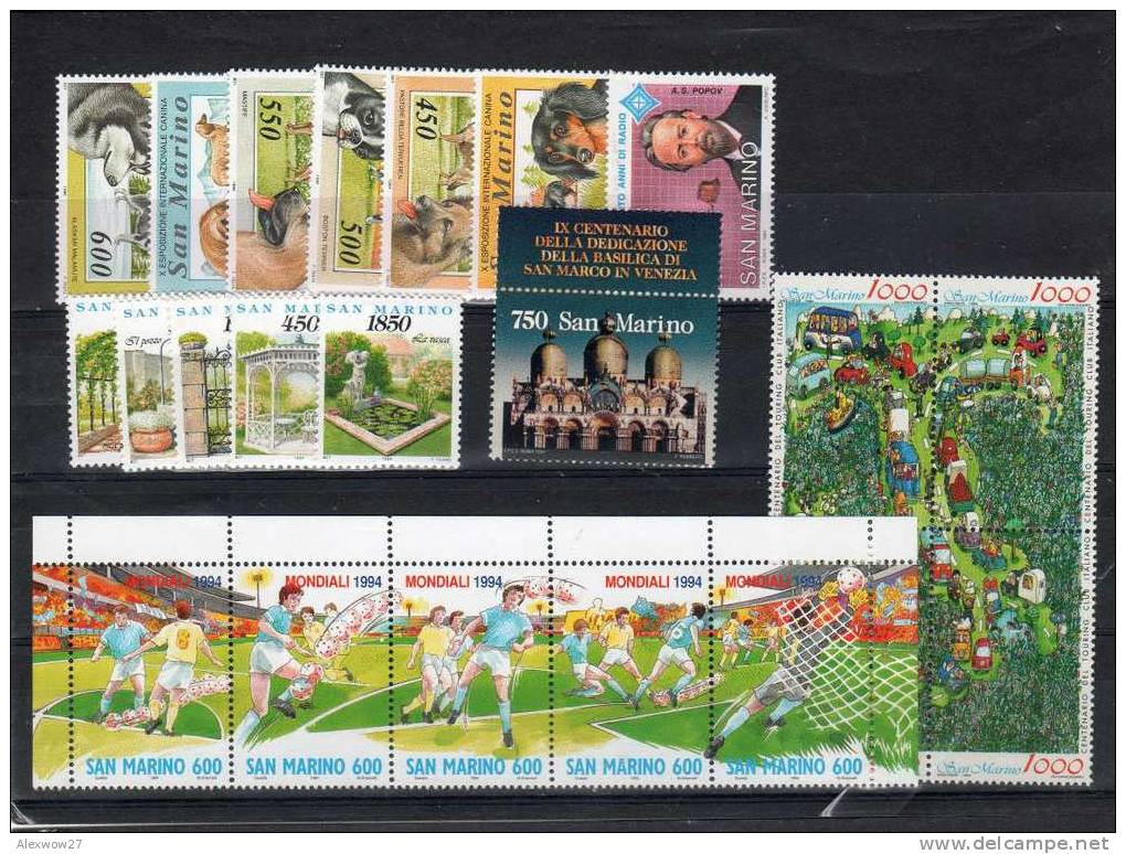 SAN MARINO 1994 ANNATA COMPLETA + 2 BF MNH** - Années Complètes