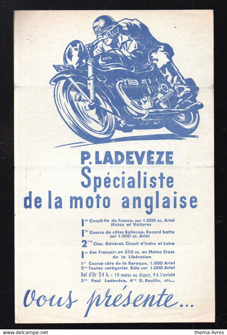 (moto) Paris: Prospectus ECURIE LADEVEZE Spécialiste De La, Moto Anglaise  (PPP40925) - Motos