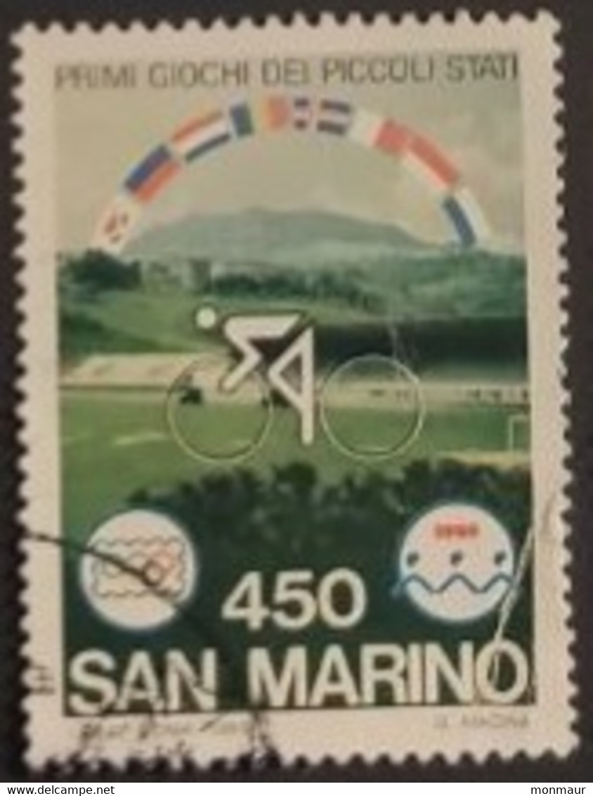 SAN MARINO 1985 PRIMI GIOCHI SPORTIVI PICCOLI STATI LIRE 450 - Used Stamps