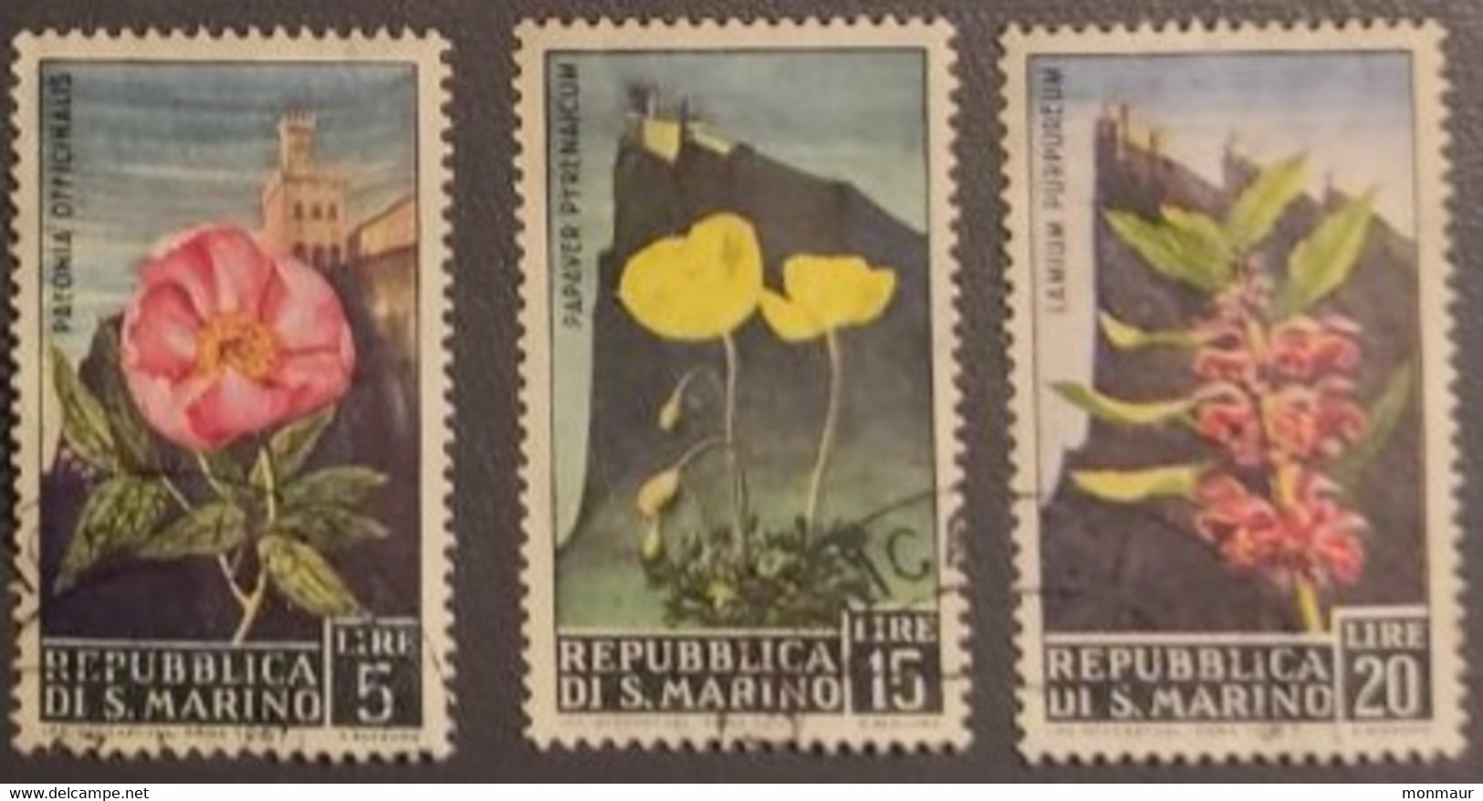 SAN MARINO 1967 FIORI TRE VALORI - Used Stamps