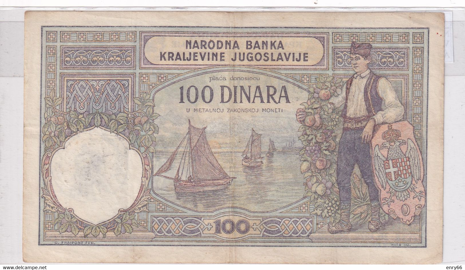 MONTENEGRO OCCUPAZIONE ITALIANA 100 DINARA 1941 P R13 - [ 4] Vorläufige Ausgaben