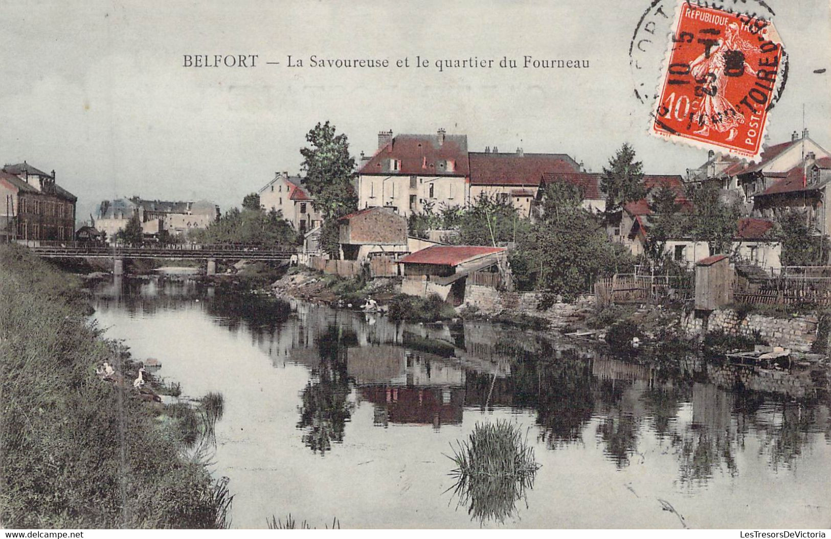 FRANCE - 90 - BELFORT - La Savoureuse Et Le Quartier Du Fourneau - Colorisée - Reflet - Carte Postale Ancienne - Belfort - Ciudad