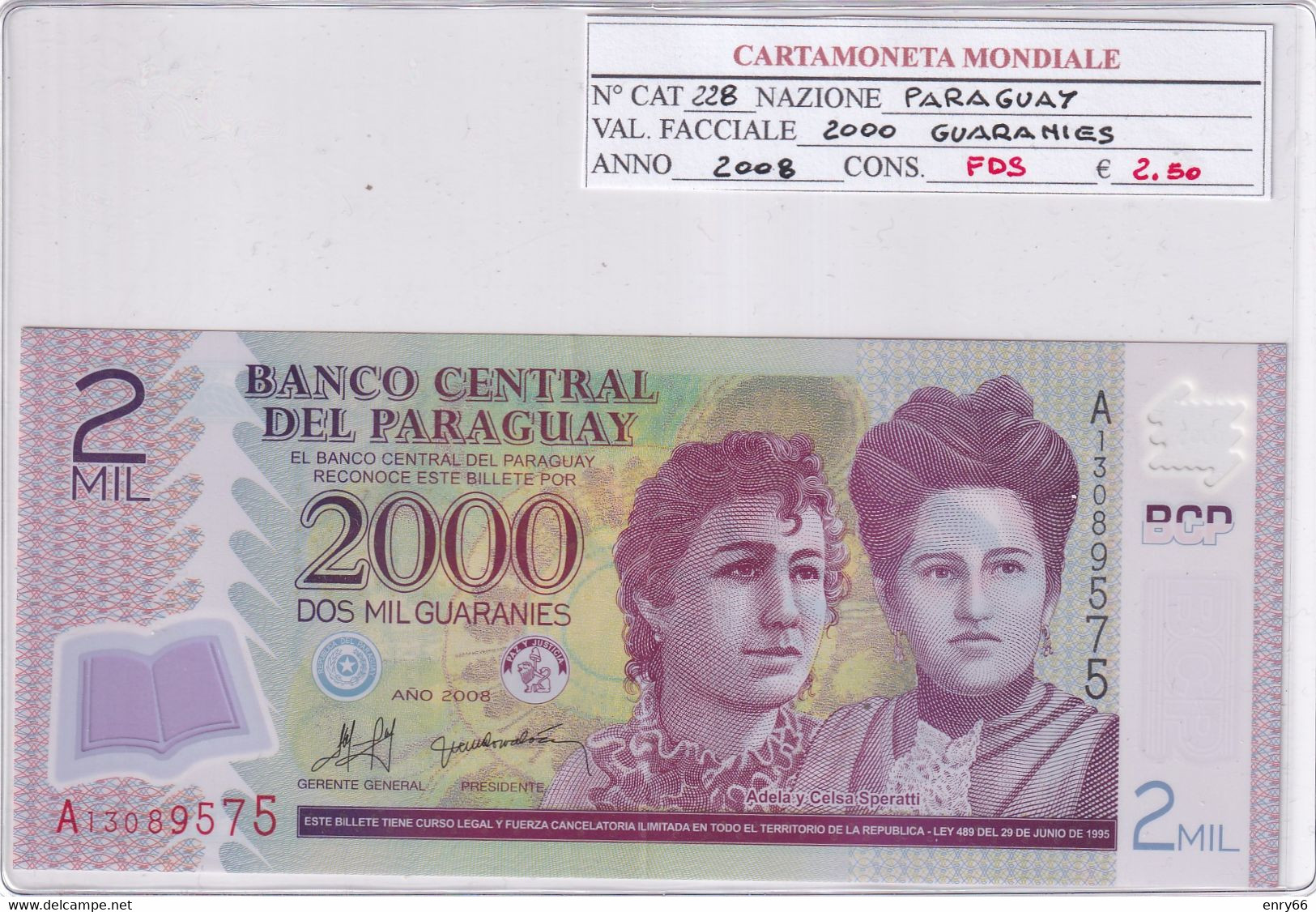 PARAGUAY 2000 GUARANIES 2008 P 22B - Paraguay