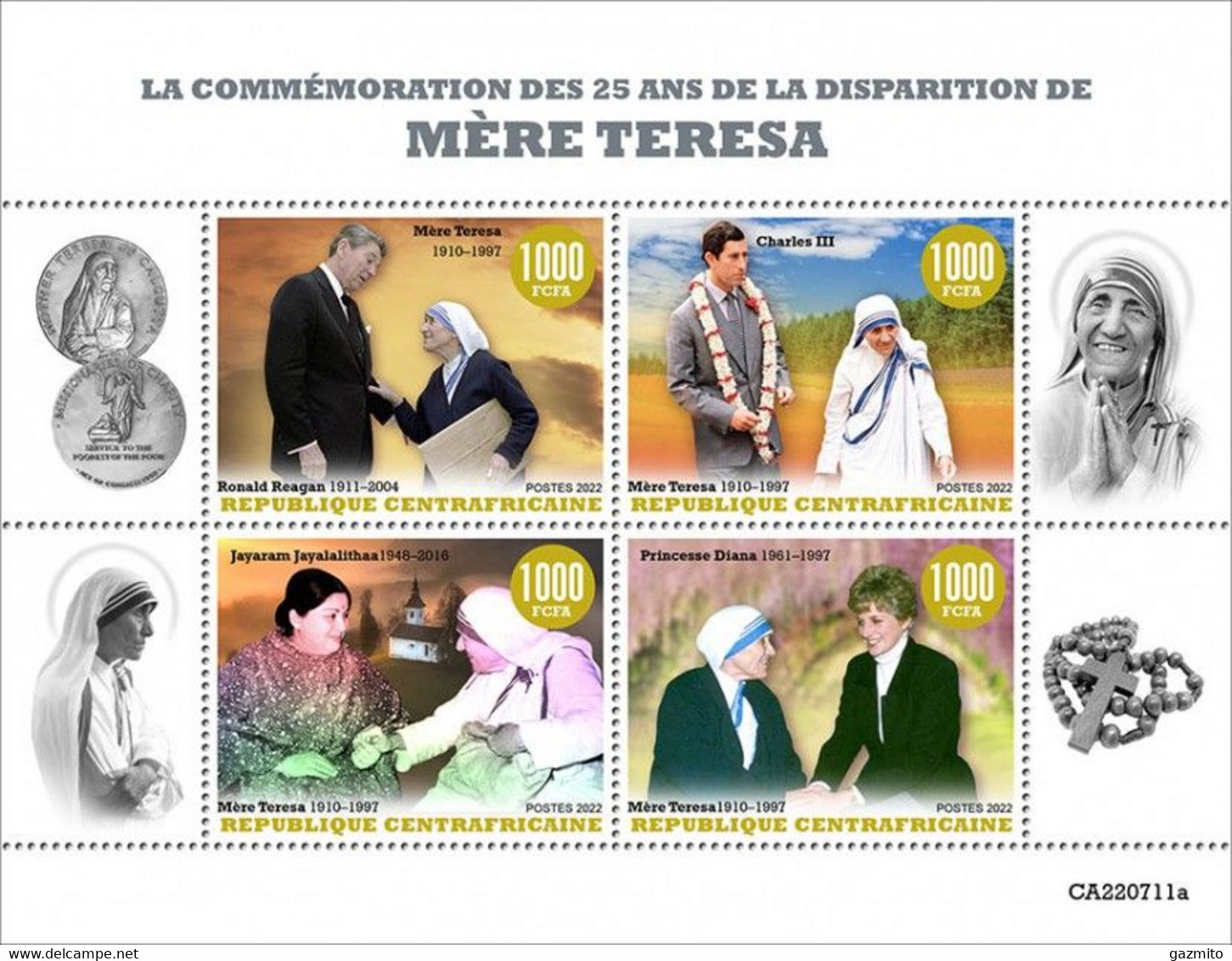 Centrafrica 2022, Mother Teresa, Diana, 4val In BF - Mère Teresa