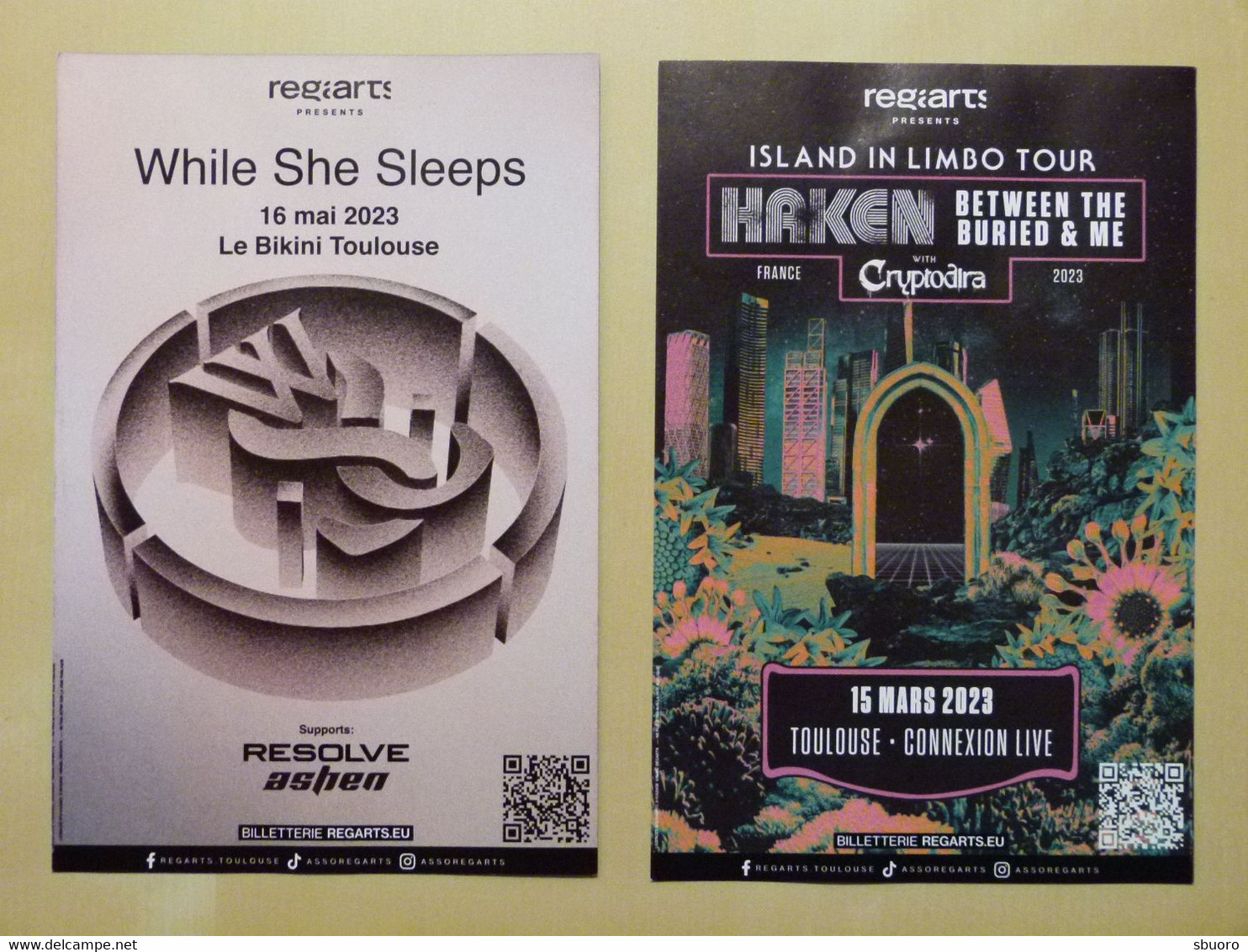 Flyer Concerts While She Sleeps (Resolve, Ashen) & Haken (Between The Buried & Me, Cryptodira). Toulouse 2023 - Programmes