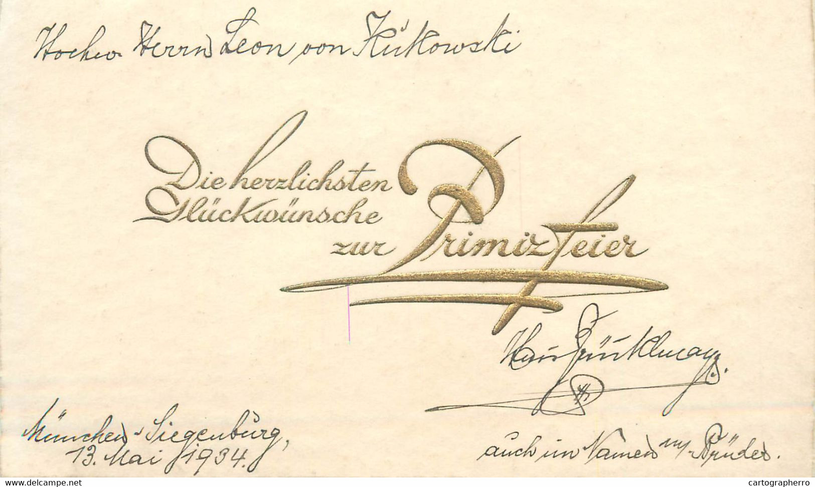 Germany Greetings 1934 Gluck Zur Primizfeier Card 9 X 15 Cm - Autres & Non Classés