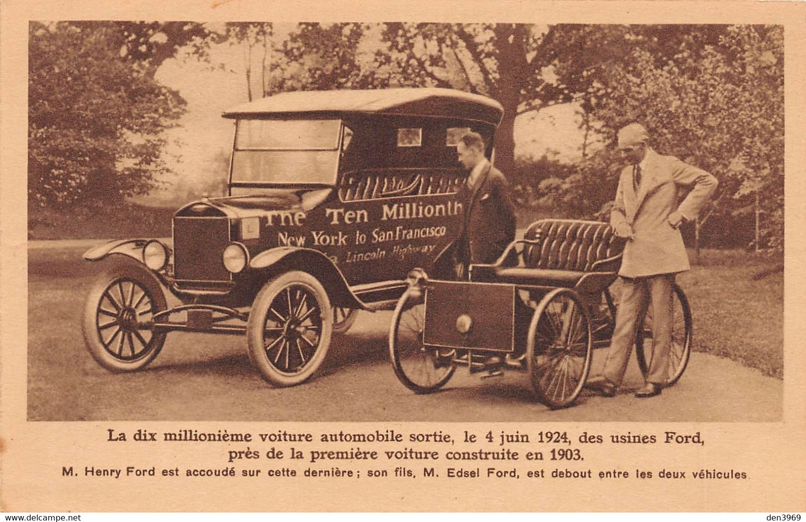 ETATS-UNIS - MI - Michigan - Détroit - Henry Ford Accoudé à La 1ère Voiture (1903) à Côté De La 10 Millionième - Edsel - Detroit