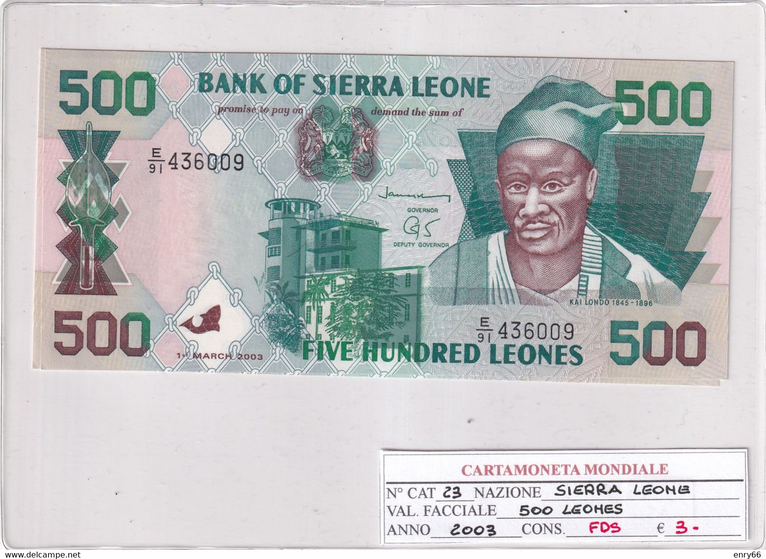 SIERRA LEONE 500 LEONES 2003 P 23 - Sierra Leone