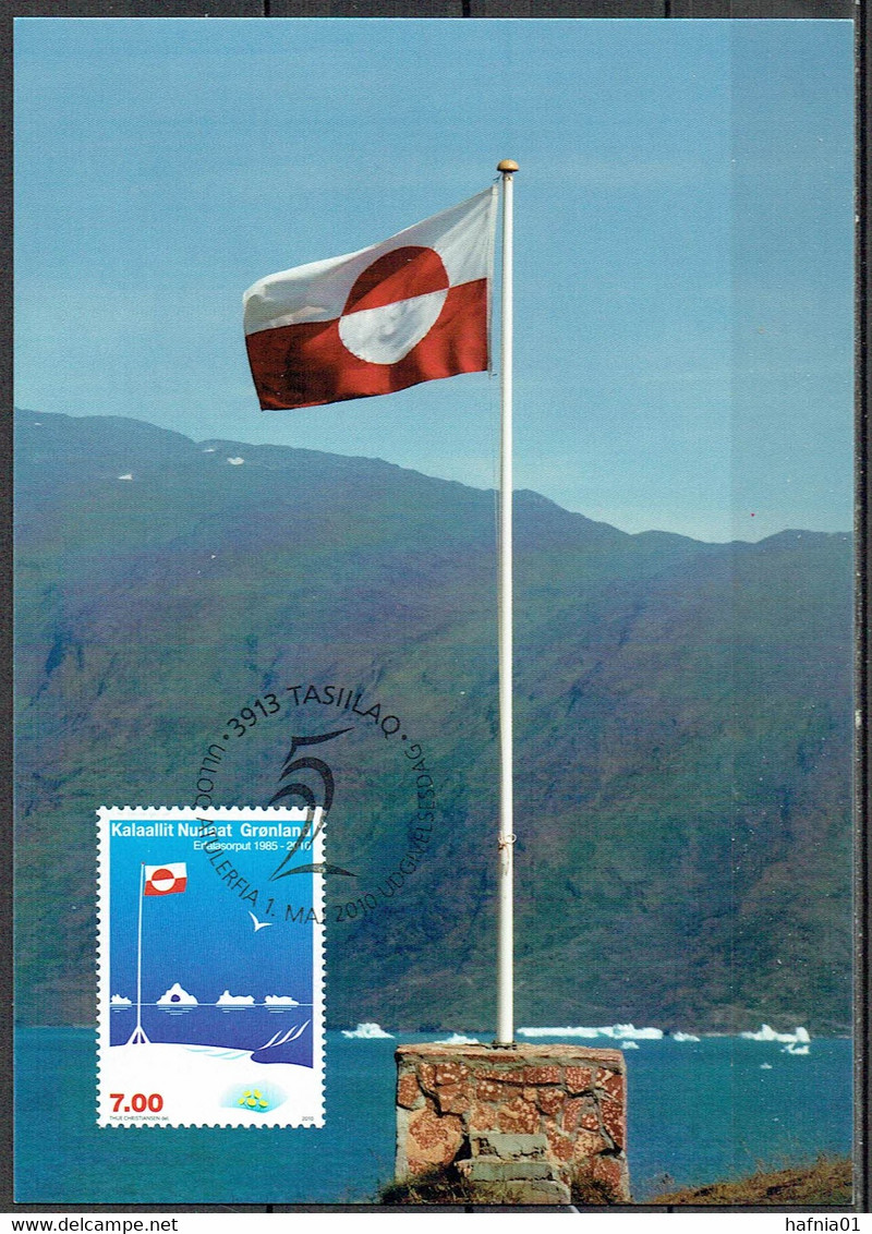 Greenland 2010. 25 Anniv National Flag.  Michel 564 Maxi Card. - Maximum Cards