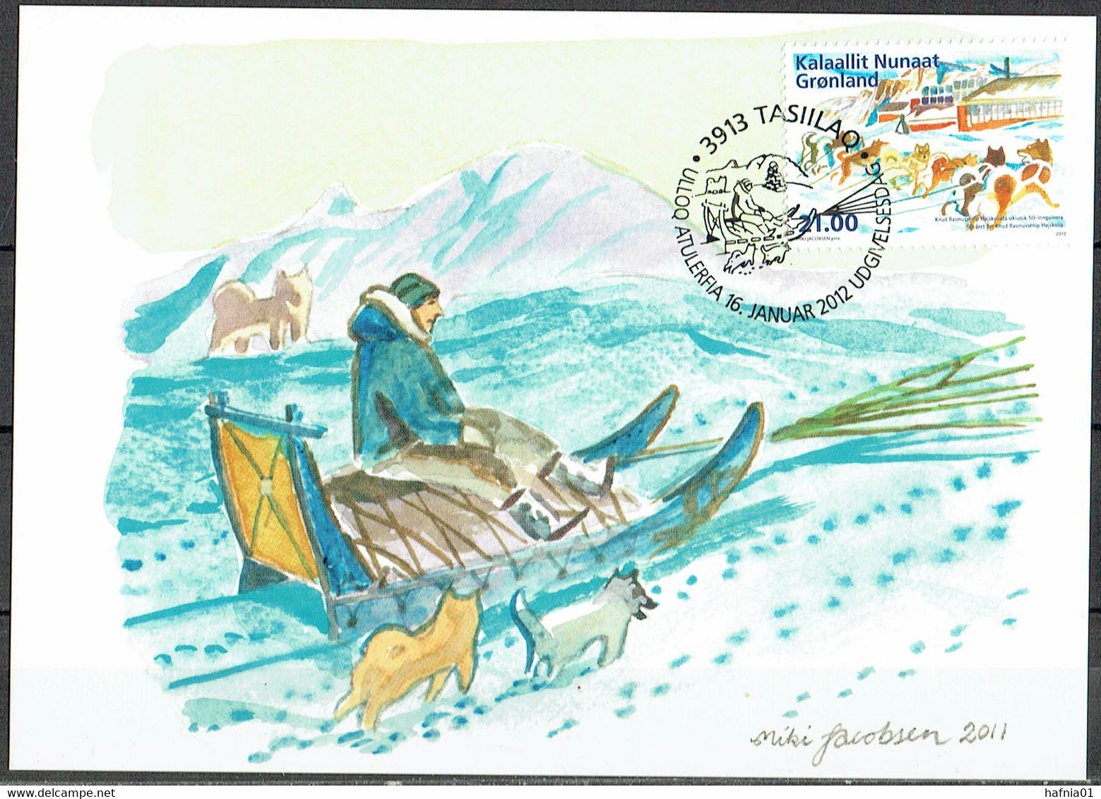 Greenland 2012.   50 Anniv Knud Rasmussen University.  Michel  605 Maxi Card. - Maximumkarten (MC)