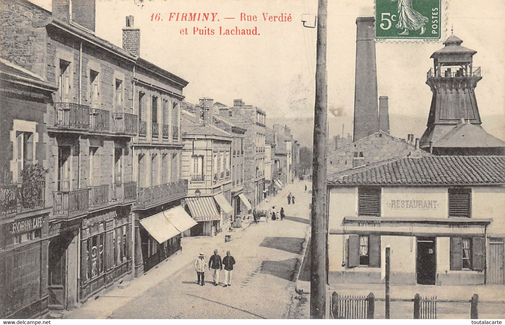 CPA 42 FIRMINY RUE VERDIE ET PUITS LACHAUD LACHAUX Commerces Vue Rare - Firminy