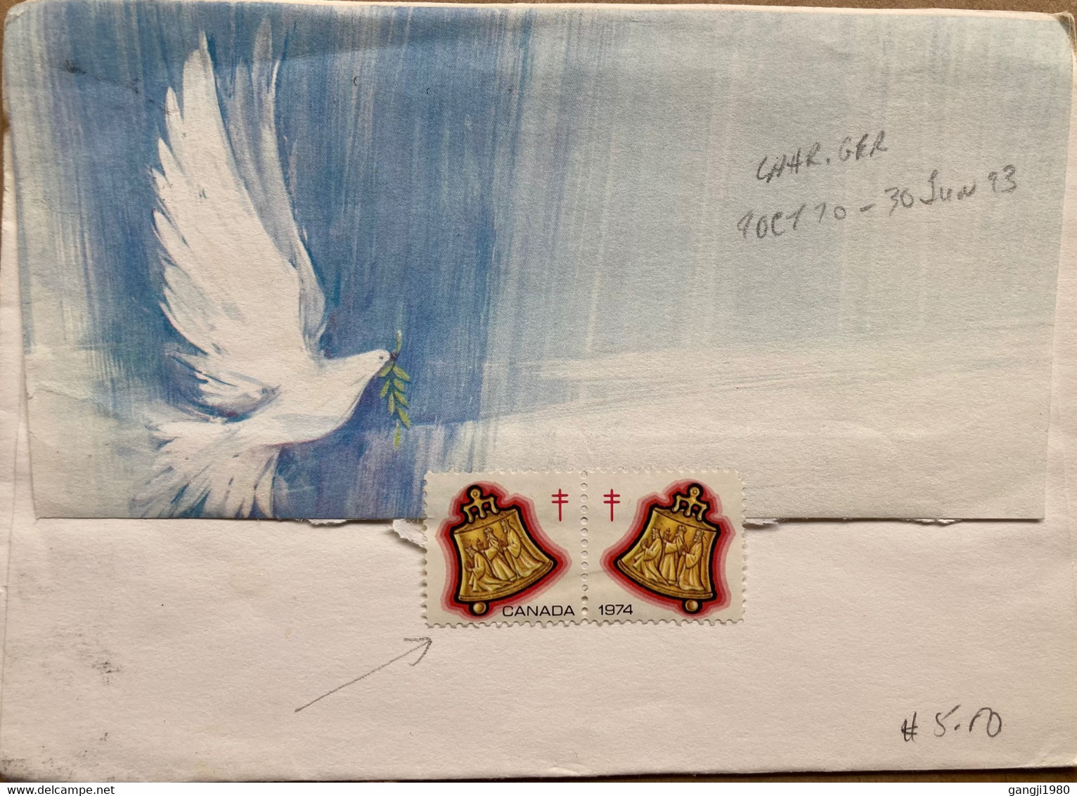 CANADA -1974, COVER USED, ARMY, MILITARY, CANADA FIELD POST OFFICE NO-43, WORLD CYCLE CHAMPIAN STAMP, BIRD, BELL, CHRIST - Brieven En Documenten