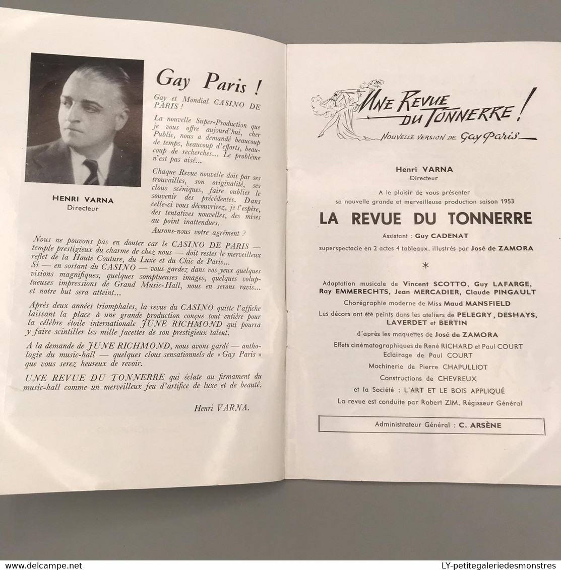 #VP93  - CASINO De Paris - GAY PARIS Nouvelle Version - Exact Officiel - Une Revue Du Tonnerre - Illustration Publicité - Programmes