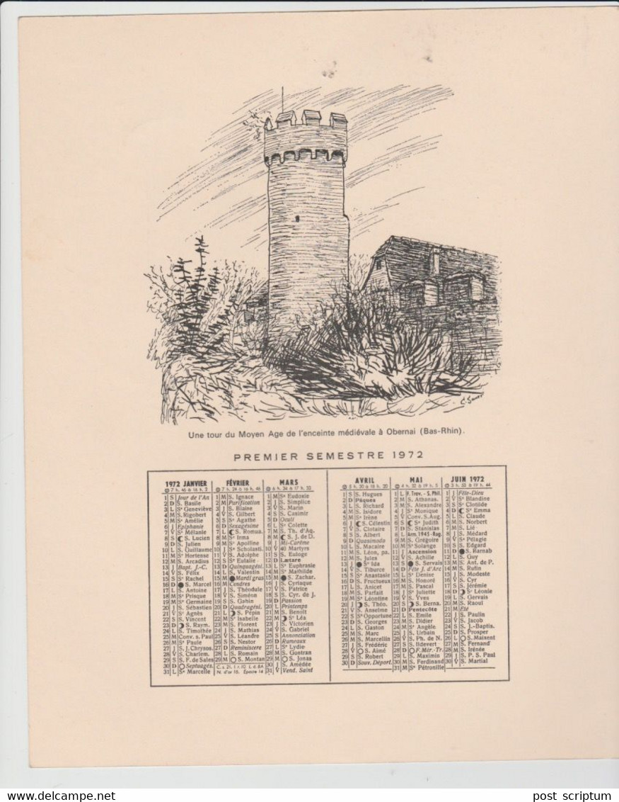 Vieux Papiers - Calendrier 1972 + 2 Illustrations C Sauer - Recto : Obernai / Verso : Ingwiller - Grand Format : 1971-80