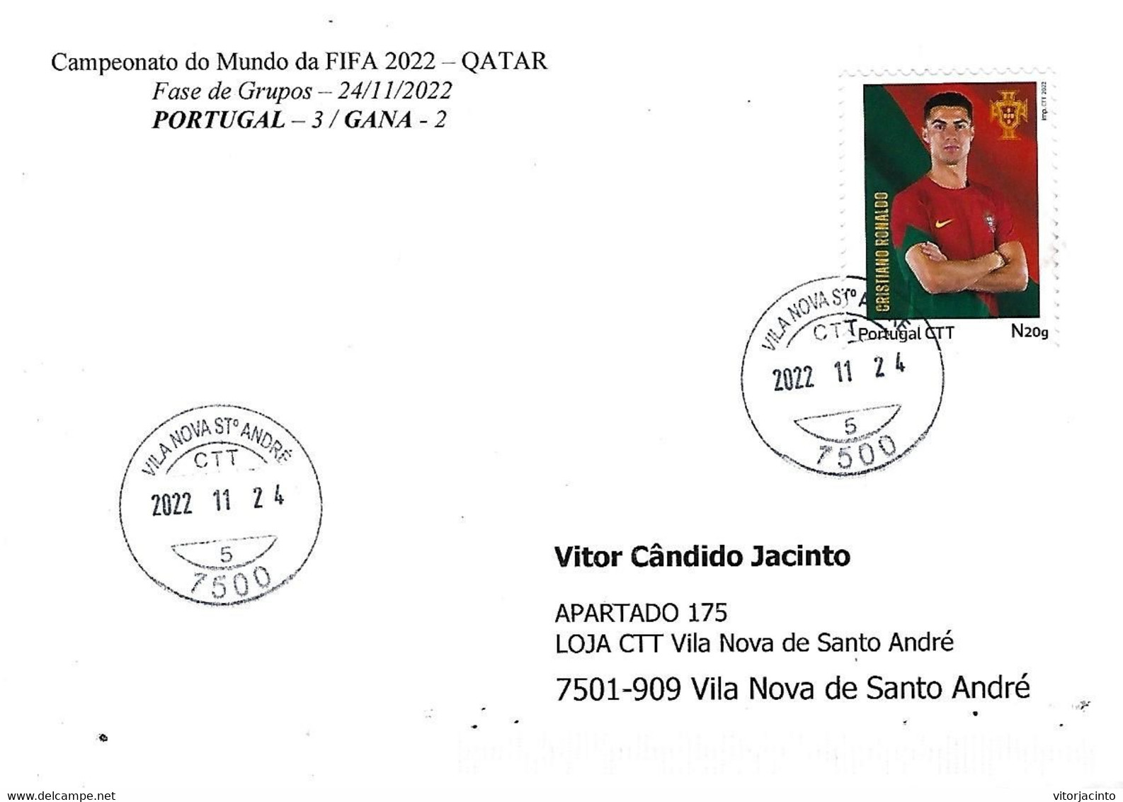 PORTUGAL - 1st Game Of The Group Stage - Portugal / Ghana - 11/24/2022 - Letter Real Circulated - 2022 – Qatar