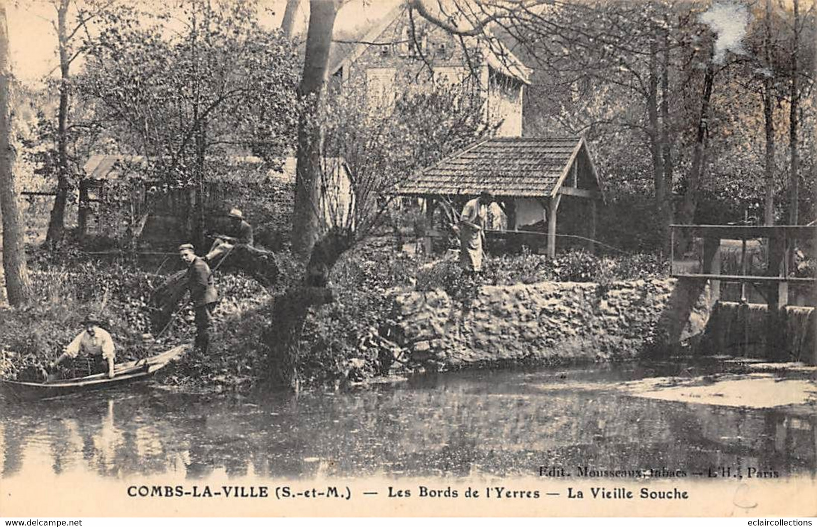 Combs La Ville             77         Les Bords De L'Yerre. La Vieille Souche  Pêcheur à La Ligne   .        (voir Scan) - Combs La Ville