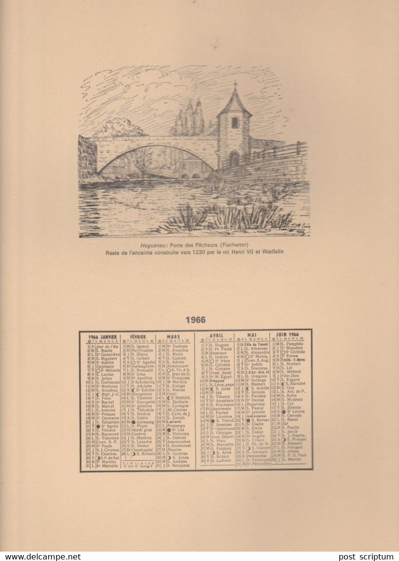 Vieux Papiers - Calendrier 1966 + 2 Illustrations  C Sauer - Recto :  Haguenau/ Verso :Hoenheim - Grand Format : 1961-70