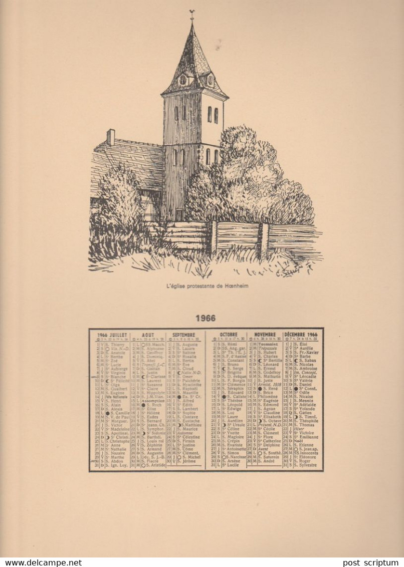 Vieux Papiers - Calendrier 1966 + 2 Illustrations  C Sauer - Recto :  Haguenau/ Verso :Hoenheim - Grand Format : 1961-70